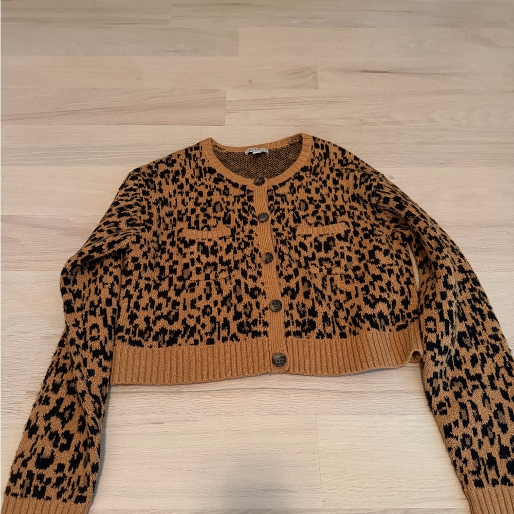Crewcuts Tan and Black Leopard Cardigan